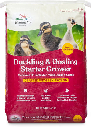 Manna Pro Duck Starter Grower Crumble | Non-Medicated Feed for Young Ducks | Supports Healthy Digestion | 25 Pounds