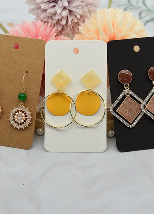 Twavang Earring Display Cards with 100Pcs Earring Holder Cards, 100 Pairs Clear Earring Backs and 100Pcs Self Adhesive Bags for Earrings Jewelry Display (Brown, 3.5 inch x 2 inch)