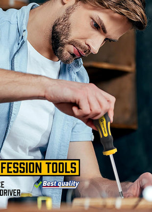 Amartisan 10-Piece Magnetic Screwdrivers Set, 5 Phillips and 5 Slotted Tips Professional Cushion Grip Screwdriver Set 2pcs Portable Multifunction Key Mini Screwdriver (Yellow)