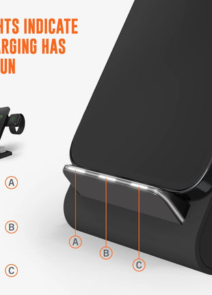 STM ChargeTree Swing 3-in-1 Wireless Charging Station for iPhone/Samsung/Android (15W/7.5W), AirPods (5W), Apple Watch (3W). Qi-Certified Stand- Black