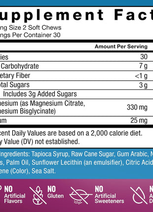 Force Factor Ultimate Magnesium Supplement with 330mg Magnesium Glycinate | Magnesium Citrate, Like Magnesium Gummies, Support Calm, Relaxation, Vegan & Gluten Free, Mixed Berry Flavor, 60 Soft Chews