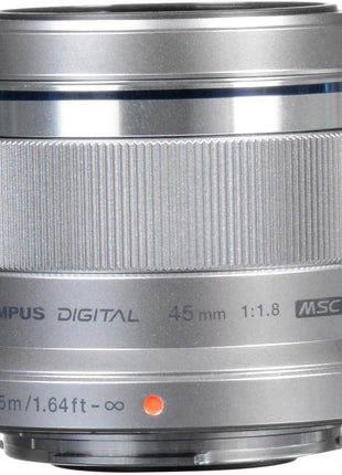 OM SYSTEM Olympus M.Zuiko Digital 45mm F1.8 Silver for Micro Four Thirds System Camera, Compact Design Beautiful, Bokeh Bright | 45mm Prime, F/1.8, Msc Af, 7-Blade Circular Diaphragm, 37mm Filter, 116 G