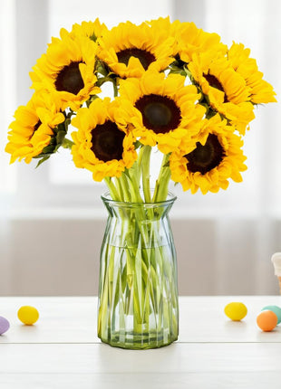 Benchmark Bouquets - Sunflower Bouquet - Fresh Flowers for Delivery - Real Flowers in a Vase - Floral Arrangements Gift Set - Birthday Flowers for Women - Glass Vase Included (10 Stems)