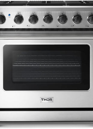 THOR Kitchen Freestanding Professional 36-inch Gas Range in Stainless Steel - Model LRG3601U