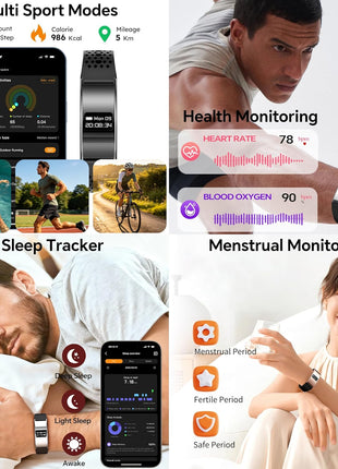 Smart Bracelet Ultra Thin Fitness Tracker for Women Men Slim Health Band Sleep Heart Rate Monitor Pedometer Step Counter Lightweight Ladies Wearable Activity Tracker, Silicone & Nylon Strap