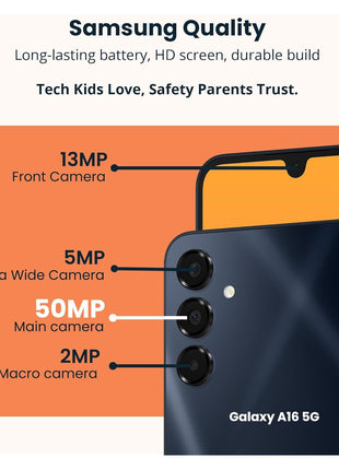 Troomi Safe Phone for Kids (Samsung Galaxy A16) – Parent-Managed Apps, GPS & Text Monitoring – Phone Purchase Only | New Line of Service & Activation Required