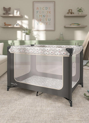 Dream On Me Zodiak Baby Playard, Breathable Mesh Sides, Soft Comfortable Mattress, Quick & Easy to Fold with Travel Carry Bag, Compact Space Saving Design - Gray