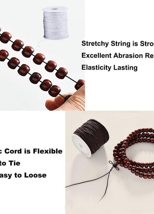 Elastic Cord for Bracelets, 2 Rolls 1 mm 330 Feet Sturdy Bracelet String, Stretchy Elastic String for Jewelry Making, Necklaces, Beading