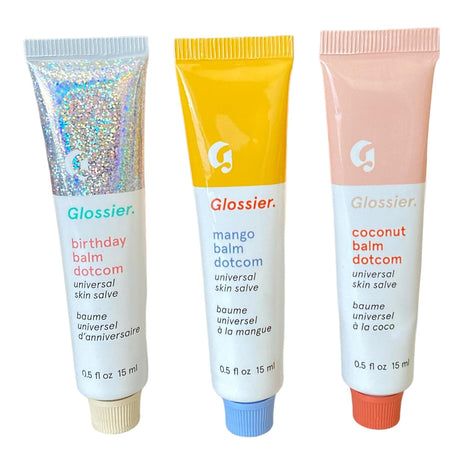 Glossier Balm Dotcom Trio Mango, Birthday, Coconut Size: 0.5 fl oz / 15 ml