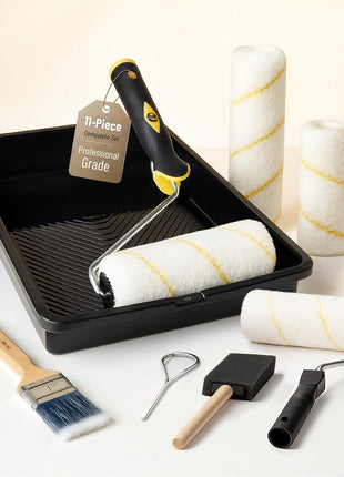 Bates- Paint Roller Kit, 19 pcs, Roller Set with Microfiber Sleeves & Frame | for Walls, Cabinets, Interior and Exterior Painting