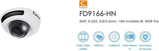 Vivotek C-Serie FD9166-HN Fixed Dome IP Camera, 2MP, IR, Indoor, 2.8 mm
