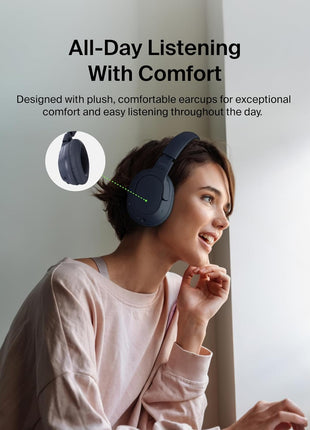 Belkin SoundForm Surround Bluetooth Over-Ear Headphones - Environmental Noise Cancelling Headphones - Wireless w/ 60H Playtime & Soft Ear Cups for iPhone, Galaxy, iPad, Travel, Home, or Office - Blue
