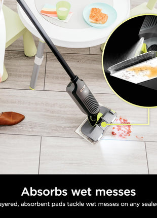 Shark VACMOP Cordless Vacuum & Spray Mop, Gray, VM252 | Hard Floor Cleaner, Powerful Suction, Lightweight, LED Headlights, 4 Disposable Pads, 12oz Solution Included