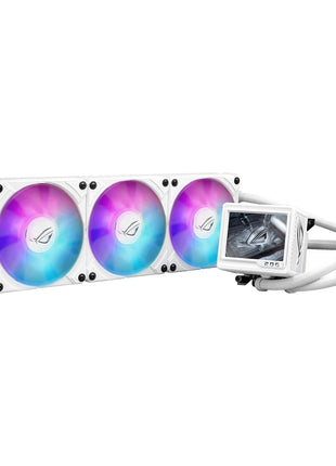ASUS ROG RYUJIN III 360 ARGB EXTREME White Edition all-in-one AIO CPU liquid cooler, AMD Ryzen 9000 & Intel® CoreTM Ultra Ready, Asetek Gen8 V2 pump;high airflow static pressure magnetic fans; 3.5 inch LCD
