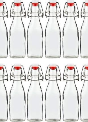 Encheng 8oz Glass Bottles With With Air Tight Lids,Beer Bottles For Home Brewing 250ml,Kombucha Bottles For Beverages,Kefir,Food Storage,Leak Proof,Dishware Safe 16 Pack