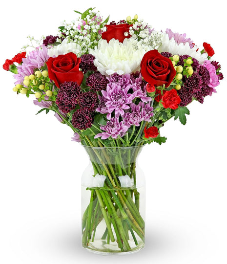 Benchmark Bouquets - Timeless Romance (Glass Vase Included) - Fresh Flowers for Delivery - Gift for Birthday, Anniversary, Sympathy, Get Well, Congratulations
