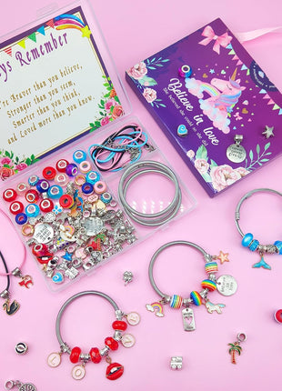Charm Bracelet/Jewelry Making Kits for Kids Girls,Unicorn Birthday Gifts,Arts Crafts Toys for 5 6 7 8 9 12 Years Old Girls