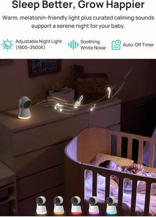 Dr.Care LumiView Smart WiFi Baby Monitor - 5inch 1080P FHD & 2K Camera App Control, Privacy Mode, 5000mAh Removable Battery,Cry & Motion Alerts, HD Night Vision, RGB Night Light, Multi-User, 1279ft Range