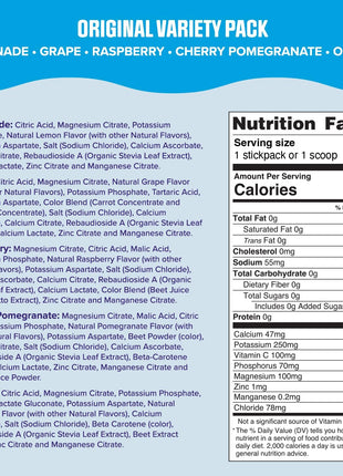 Ultima Replenisher Original Variety Electrolyte Packets, 20 Stickpacks | Daily Zero Sugar Powder Hydration Packets with 6 Key Electrolytes & Minerals - Sugar Free, Plant Based & Keto Friendly