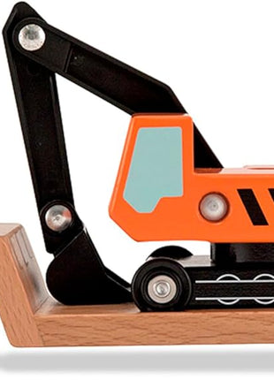 Melissa & Doug Trailer and Excavator Wooden Vehicle Set (3 pcs)