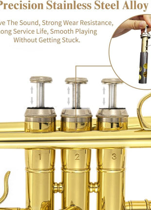 Trumpet Instrument,Band & Orchestra Musical Instruments for Beginners,With trumpets case,Mouthpiece,Cloth and Gloves (Golden)