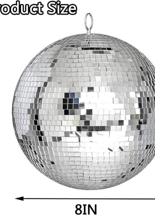 Alytimes Mirror Disco Ball - 8-Inch Cool and Fun Silver Hanging Party Disco BallBig Party Decorations, Party Design