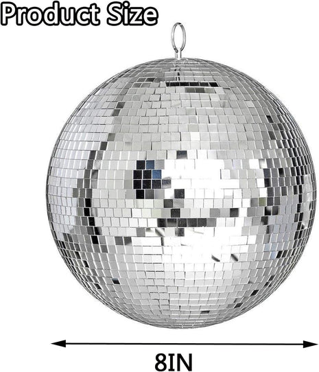 Alytimes Mirror Disco Ball - 8-Inch Cool and Fun Silver Hanging Party Disco BallBig Party Decorations, Party Design
