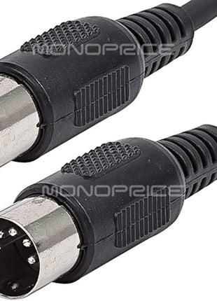 Monoprice MIDI Cable - 5 Pin DIN Connectors, Shielded, Molded Connector Shells, 28 AWG, 10 Feet, Black