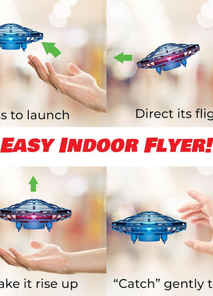 Force1 Scoot Hand Operated Drone for Kids or Adults - Hands Free Motion Sensor Mini Drones, Easy LED Indoor Rechargeable UFO Toy Flying Orb Ball Drone Toys for Boys and Girls (Blue)