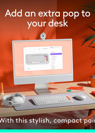Logitech POP ICON Combo, Wireless Bluetooth Keyboard and Mouse, Comfortable Typing, programmable Keys and Buttons, Quiet clicks, Easy-Switch up to 3 Devices - Off-White