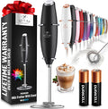 Zulay Kitchen Powerful Milk Frother Wand With 2 Duracell Batteries   Ultra Fast Handheld Drink Mixer   Electric Whisk Foam Maker for Coffee, Lattes, Cappuccino, Matcha, Hot Chocolate & Creamer   Black