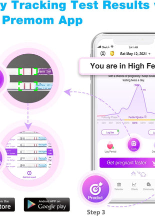 Easy@Home Ovulation Test Strips, 50-Pack, Fertility Test Kit | FSA Eligible, Ovulation Predictor Kit, Powered by Premom Ovulation Calculator iOS and Android APP, 50 LH Tests