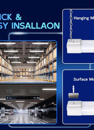 hykolity 4FT LED Shop Light, 42W [250W Equivalent],4400LM,5000K Daylight | Utility Linkable Shop Light Fixture,Hanging or Surface Mount, with Power Cord,Shop Lights for Workshop,ETL,White,4 Pack
