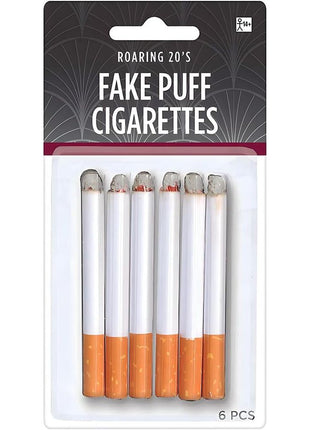 Fake Puff Cigarettes Costume Accessory - 3.25 inch, 6 Count - Durable & Realistic - Ideal For Themed Parties & Theatrical Performances