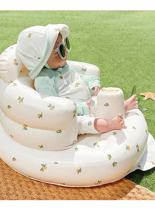 Inflatable Baby Chair, AirSwim Baby Inflatable Seat for Babies 3 Months and Up Summer Inflatable Baby Seat for Sitting Up, Blow Up Baby Floor Seat with Built in Air Pump, Orange