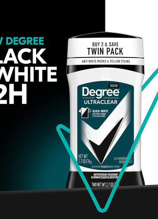 Degree Men UltraClear Antiperspirant Deodorant Black+White 2 Count 72-Hour Sweat & Odor Protection Antiperspirant For Men With MotionSense Technology 2.7 oz