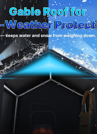7x12 ft 2 Roll up Doors & Vents Outdoor Portable Storage Shelter Garage Tent Carport for Motorcycle ATV with Heavy Duty Metal Frame and Anti-UV Snow Resistant Waterproof Cover, Gray