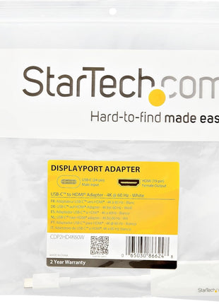 StarTech.com USB-C to HDMI Adapter - Thunderbolt 3 Compatible - White - 4K 60Hz