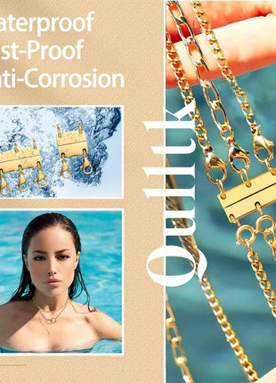 Qulltk Necklace Layering Clasp Magnetic Clasps for Jewelry, Gold and Silver Separator for Stackable Necklaces and Chains