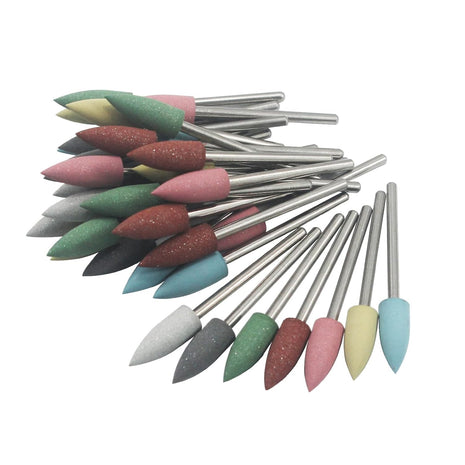 35 Pcs 6mm Cone Shape Rubber Polishing Bits | 3/32'' Shank Silicone Rubber Polishing Kits Grinding Points for Jewelry, Jade, Metal, Etc