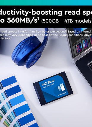 Western Digital 4TB WD Blue SA510 Internal Solid State Drive SSD - SATA III 6 Gb/s, 2.5 inch/7mm, Up to 560 MB/s - WDS400T3B0A