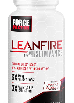 Force Factor LeanFire with Next-Gen SLIMVANCE Advanced Thermogenic Fat Burner for Weight Loss with B Vitamins and Capsimax to Boost Metabolism, Increase Energy, and Enhance Focus, 60 Capsules