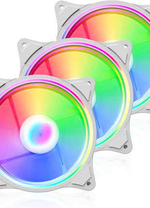 Pano-Mounts 12025ARGBWHI 120 mm 5V 800-1600 RPM ARGB 4 Pin PWM PC Computer CPU Case Cooler Fan - White - Pack of 3
