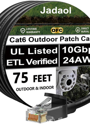 Jadaol Cat 6 Ethernet Cable 50 ft, Outdoor & Indoor 10Gbps Support Cat8 Cat7 Network, Flat RJ45 Internet LAN Computer Patch Cable for Router, Modem, Switch, Gaming Consoles, Streaming Devices, White