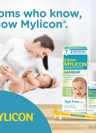 MYLICON Gas Relief Drops for Infants and Babies, Dye Free Formula, 1 Fl Oz. | Gentle simethicone drops relieve infant gas & discomfort · Safe for newborns · help baby to naturally relieve gas