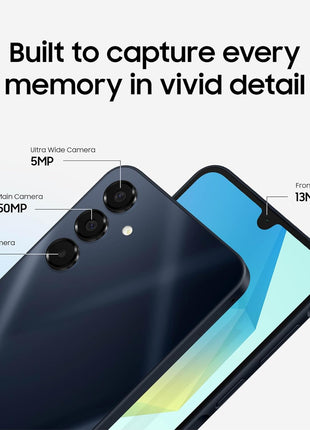 Samsung Galaxy A16 5G A Series, Unlocked Android Smartphone, Large AMOLED Display, Durable Design, Super Fast Charging, Expandable Storage, 5G Connectivity, US Version, 2025, Blue Black