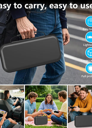 HEYSTOP Carrying Case for Nintendo Switch 2, Water-Resistant Hard Shell Travel Pouch with 12 Game Slots, Slim Storage Bag for Backpacking & Road Trip, Secure Straps & Dual Zippers, Black