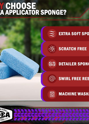 AIDEA Microfiber Applicator Pad-8Pack, Car Wash Sponge, Premium Microfiber Sponge and Cleaning Pads, Perfect for Effortless Wax, Sealant, and Conditioner Application, Car Detailing Supplies, Blue