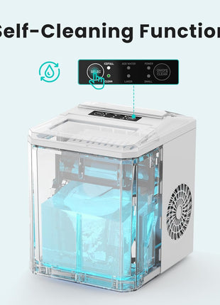 OLIXIS Ice Maker Machine, 26lbs in 24Hrs, 9 Ice Cubes in 6 Mins,Auto-Cleaning Portable Ice Maker with Basket and Scoop, Countertop Ice Maker for Home/Kitchen/Camping/RV, White
