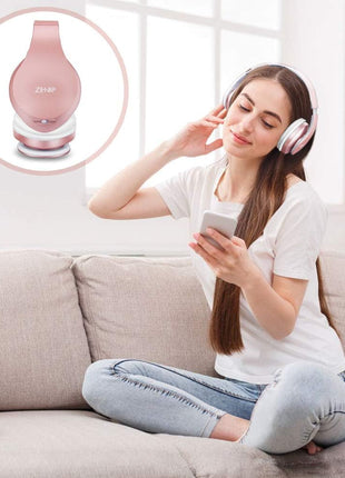 ZIHNIC Bluetooth Headphones Over-Ear, Foldable Wireless and Wired Stereo Headset Micro SD/TF, FM for Cell Phone,PC,Soft Earmuffs &Light Weight for Prolonged Wearing(Rose Gold)